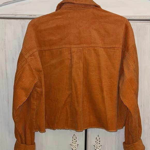 Cropped Corduroy Orange Jacket Size Medium Forever 21 Excellent Condition - Picture 5 of 6
